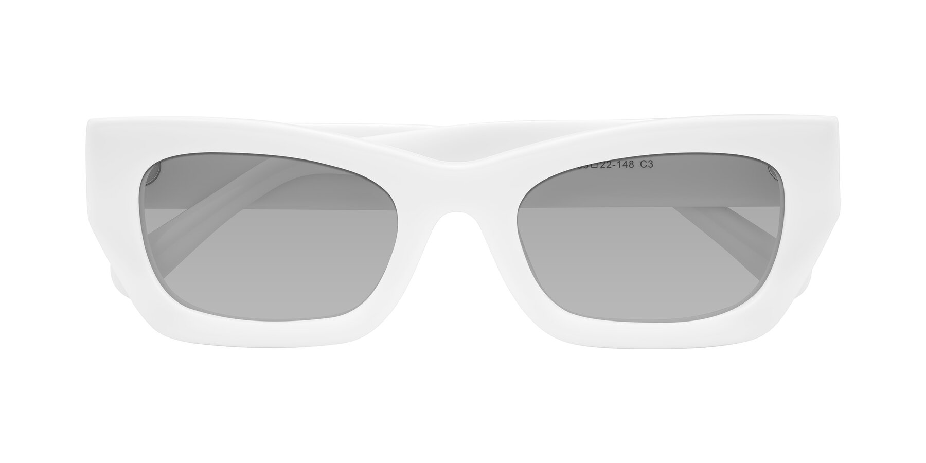 Folded Front of Rex in White with Light Gray Tinted Lenses
