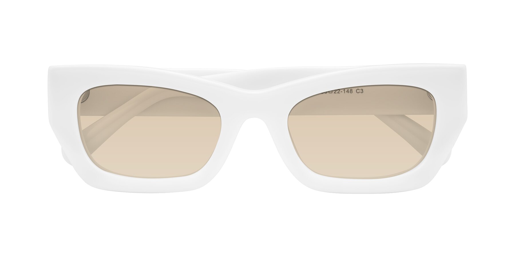 Folded Front of Rex in White with Light Brown Tinted Lenses