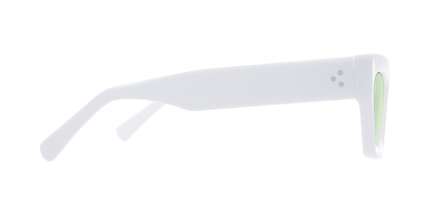 Side of Rex in White with Light Green Tinted Lenses