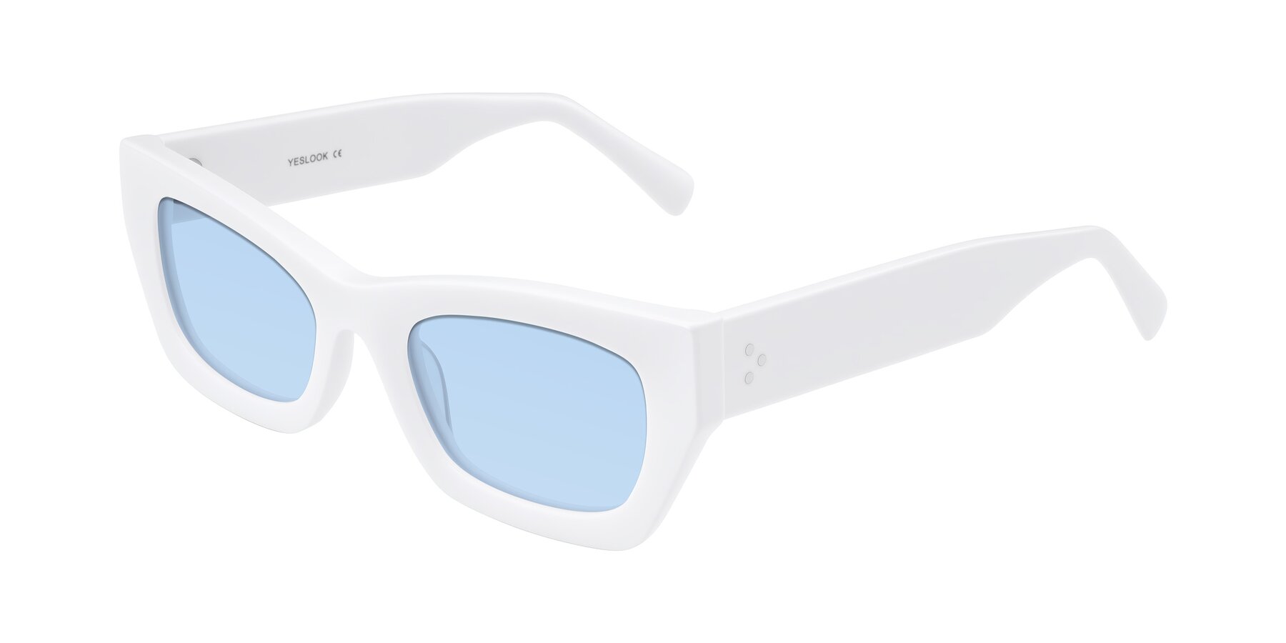 Angle of Rex in White with Light Blue Tinted Lenses