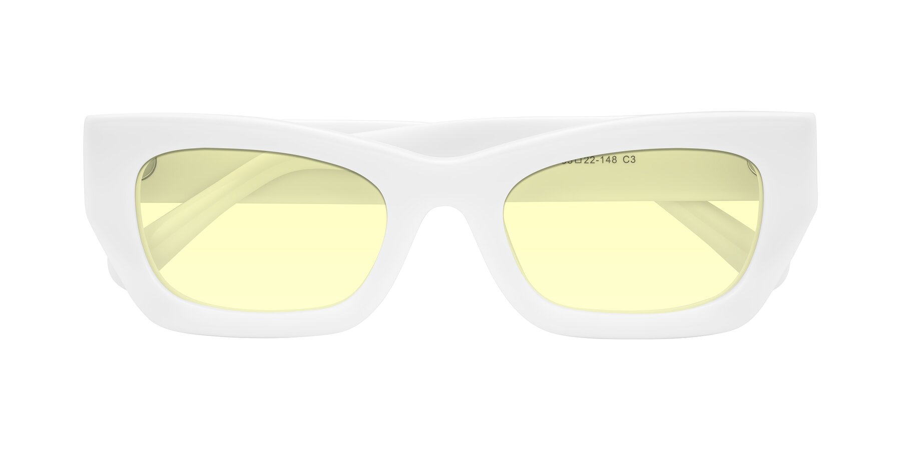 Folded Front of Rex in White with Light Yellow Tinted Lenses