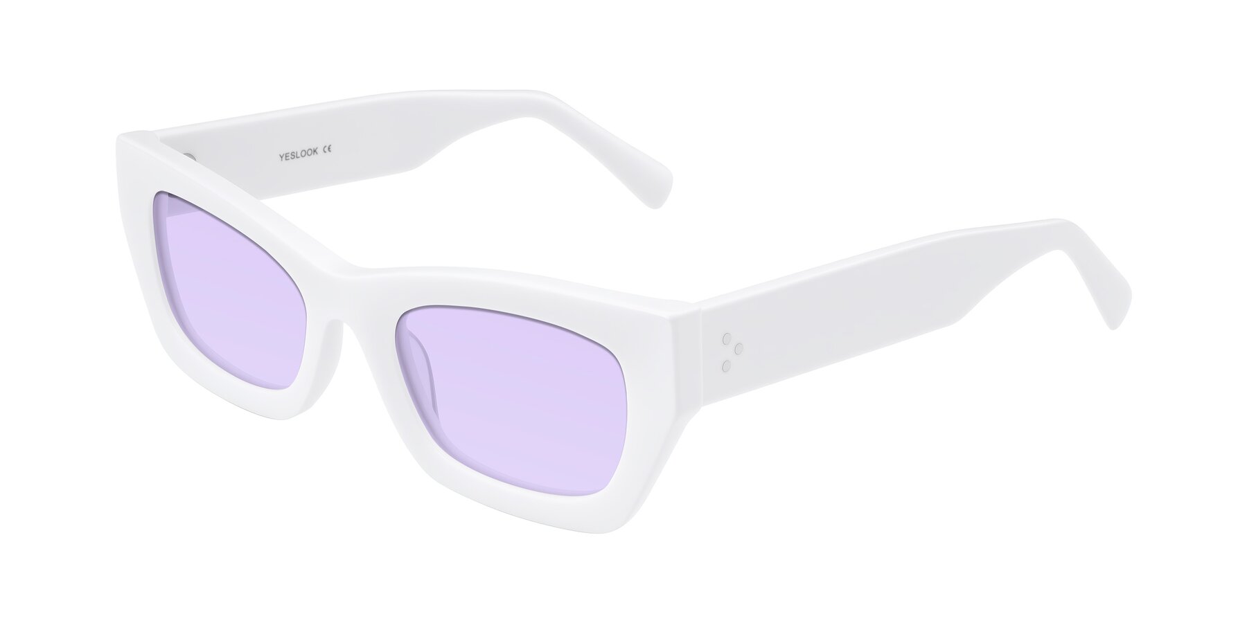 Angle of Rex in White with Light Purple Tinted Lenses