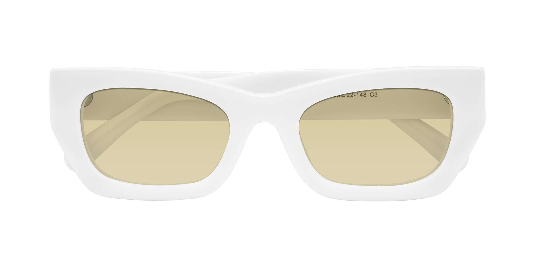 Folded Front of Rex in White with Light Champagne Tinted Lenses