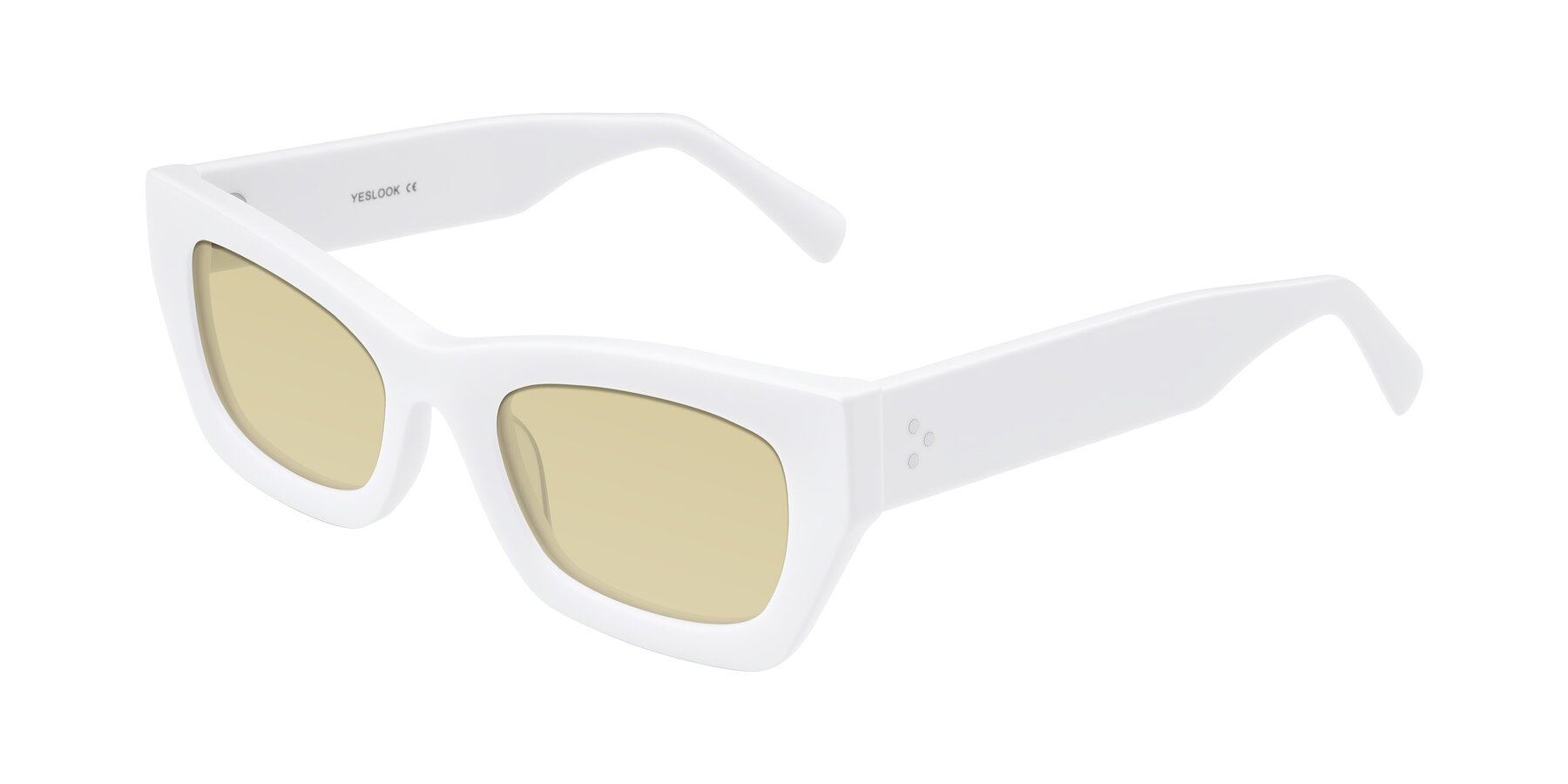 Angle of Rex in White with Light Champagne Tinted Lenses