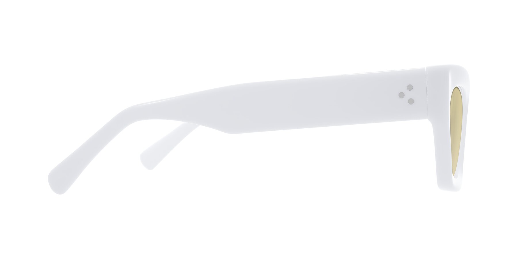 Side of Rex in White with Light Champagne Tinted Lenses