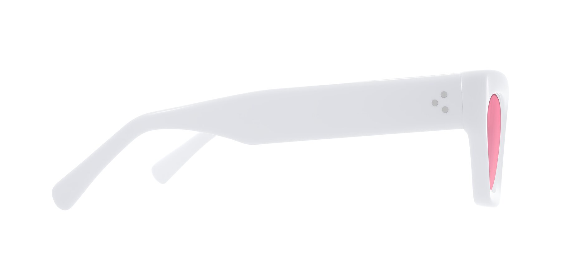 Side of Rex in White with Pink Tinted Lenses