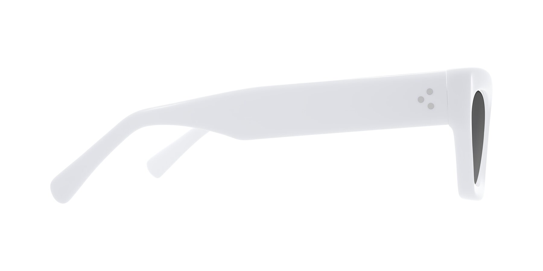 Side of Rex in White with Medium Gray Tinted Lenses