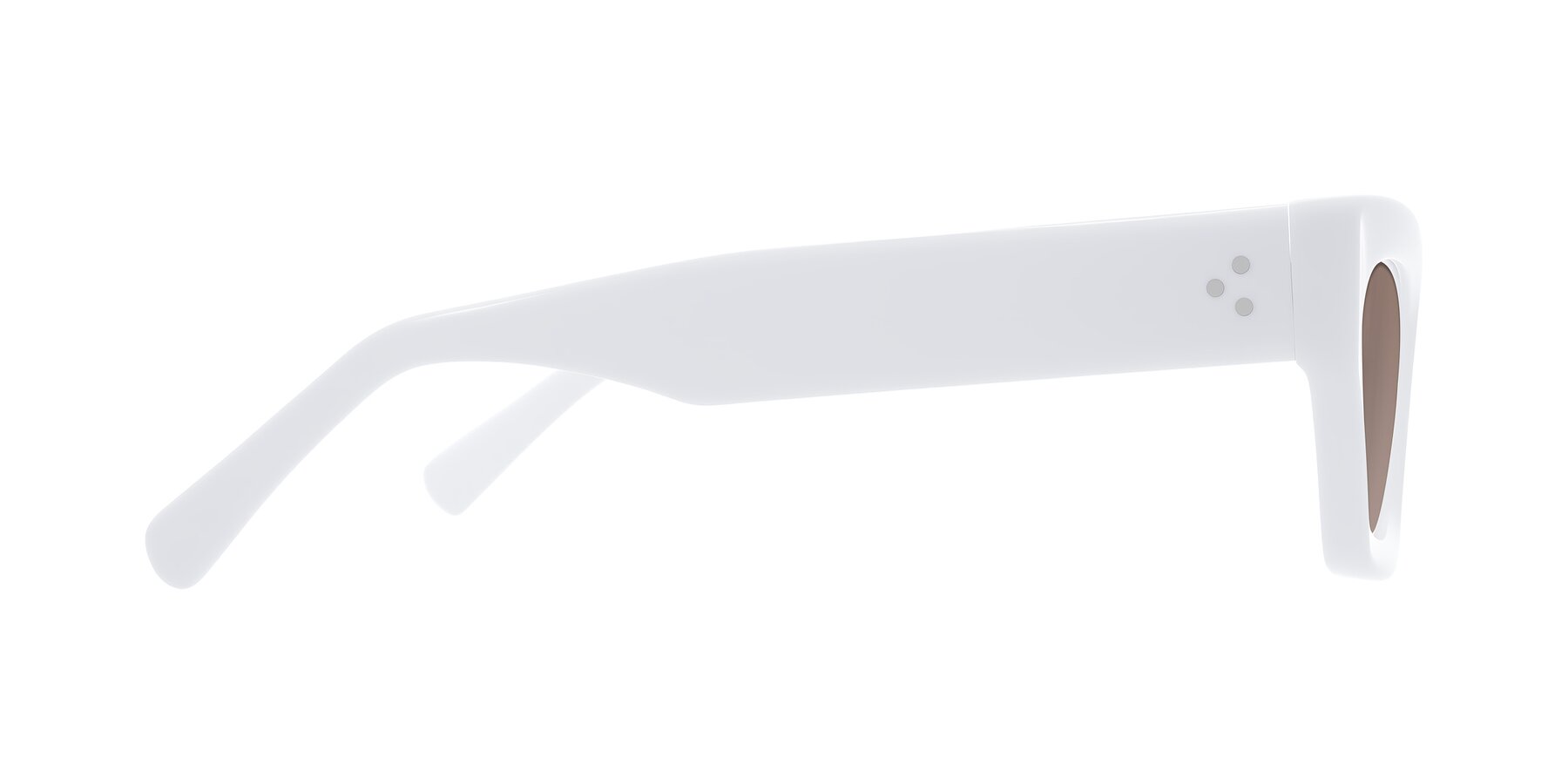 Side of Rex in White with Medium Brown Tinted Lenses