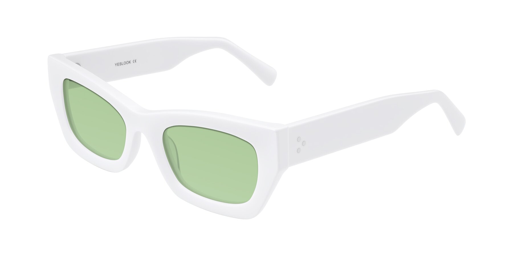 Angle of Rex in White with Medium Green Tinted Lenses