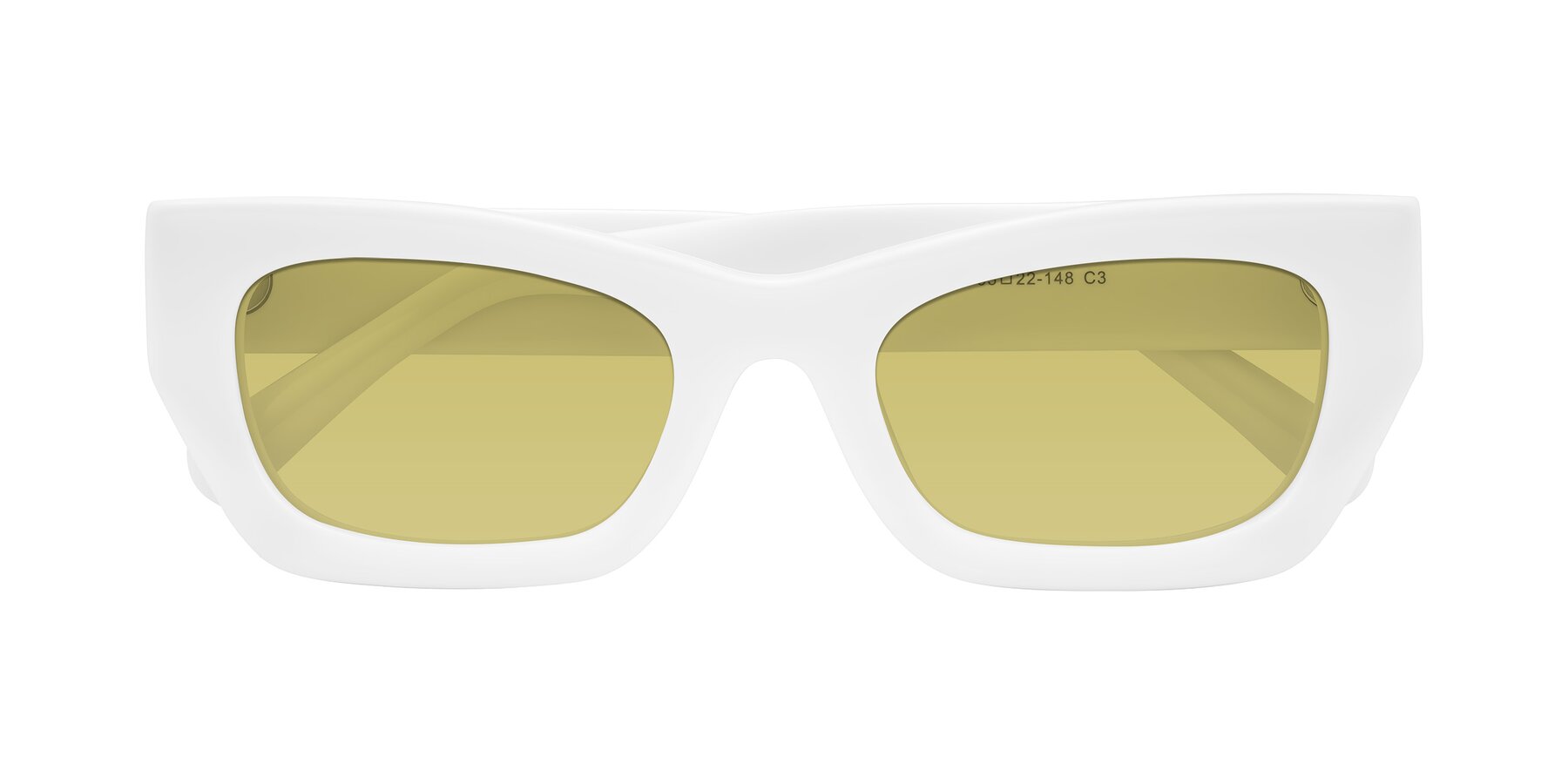 Folded Front of Rex in White with Medium Champagne Tinted Lenses