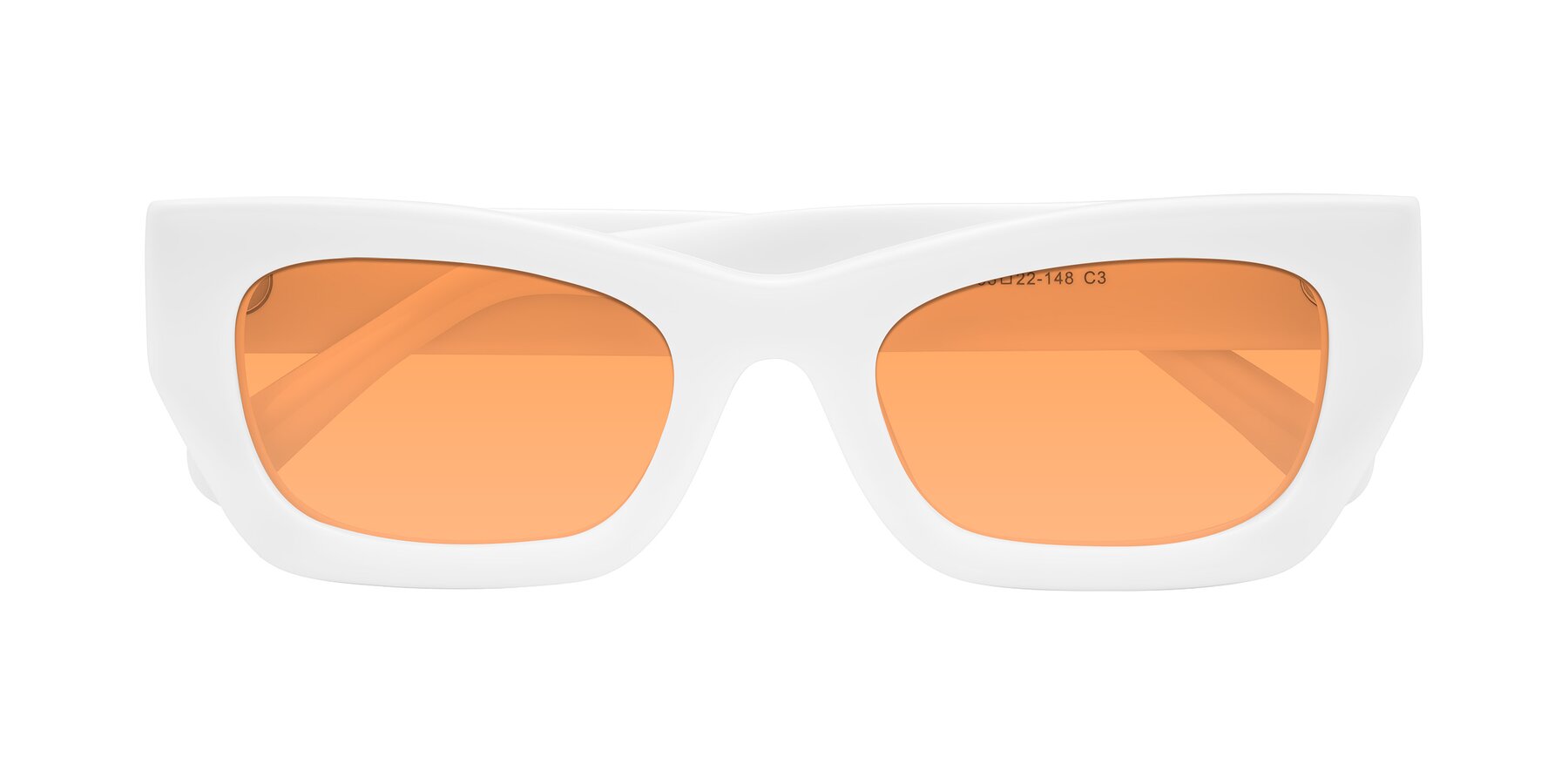 Folded Front of Rex in White with Medium Orange Tinted Lenses