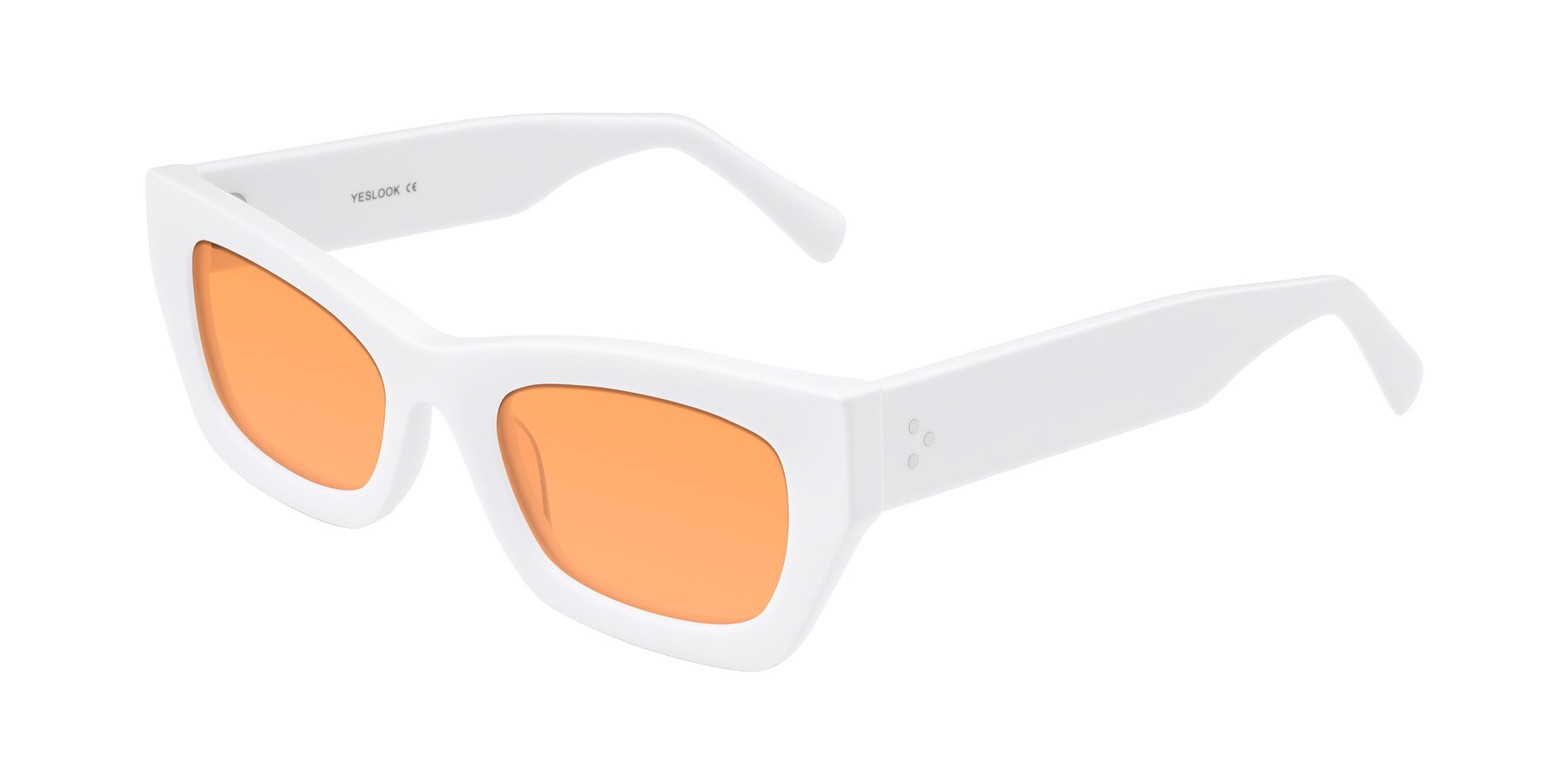 Angle of Rex in White with Medium Orange Tinted Lenses