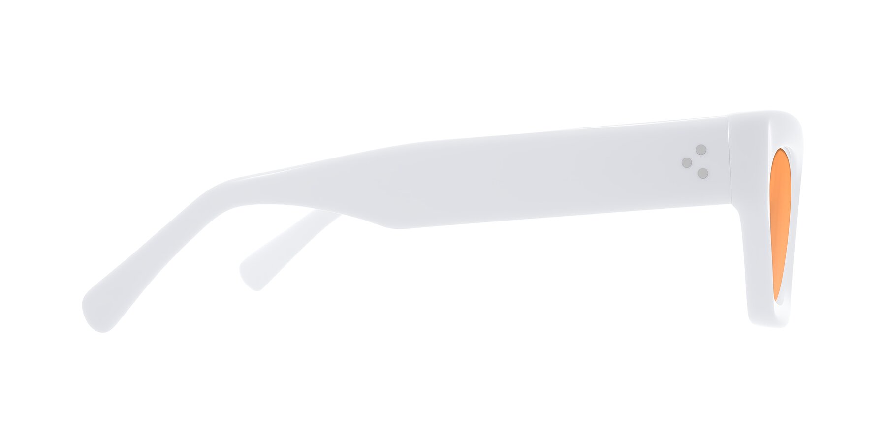 Side of Rex in White with Medium Orange Tinted Lenses