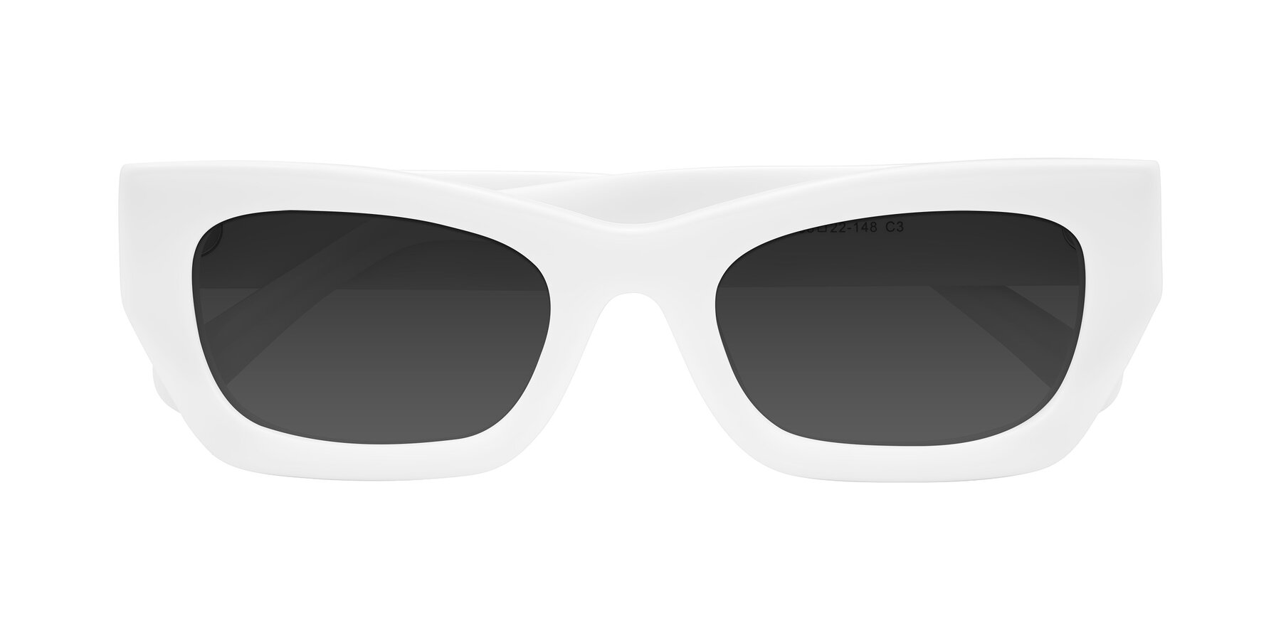 Folded Front of Rex in White with Gray Tinted Lenses