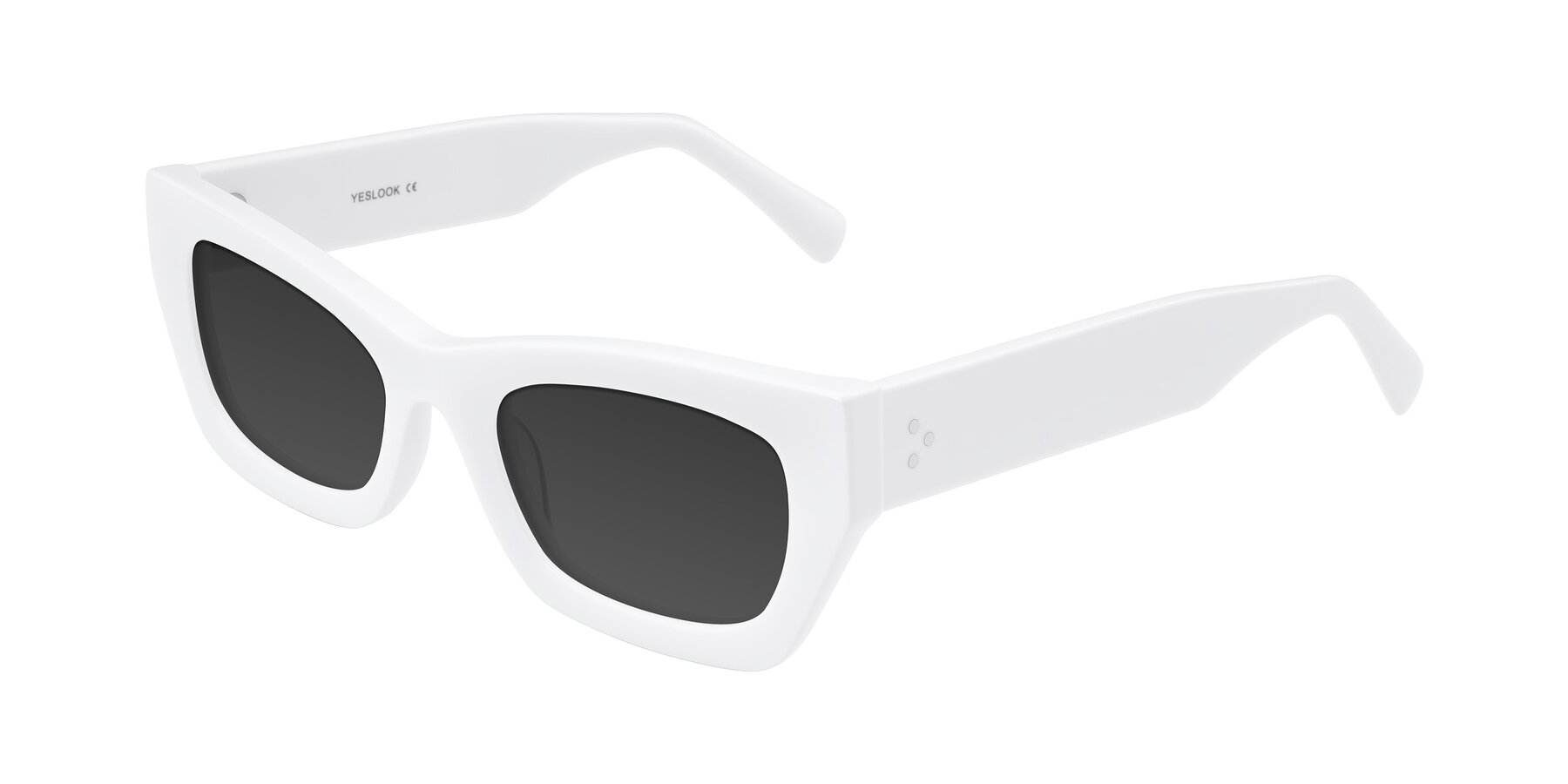 Angle of Rex in White with Gray Tinted Lenses