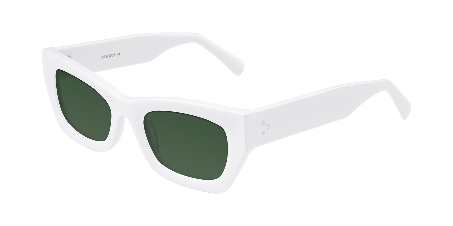Angle of Rex in White with Green Tinted Lenses