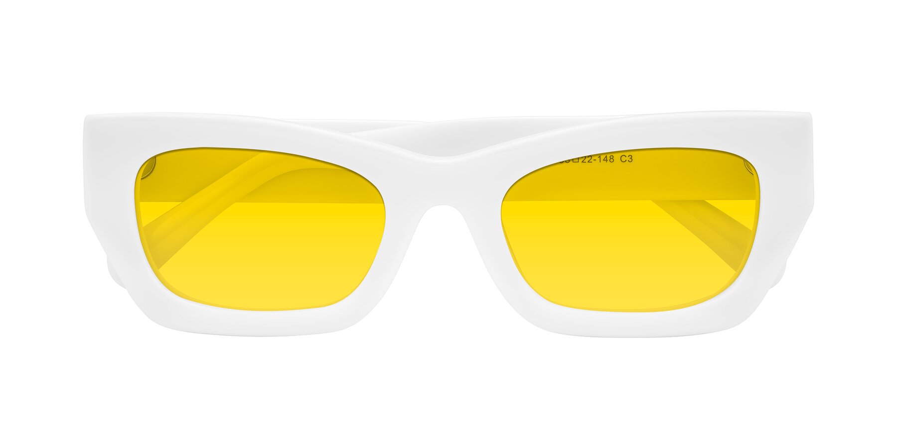 Folded Front of Rex in White with Yellow Tinted Lenses