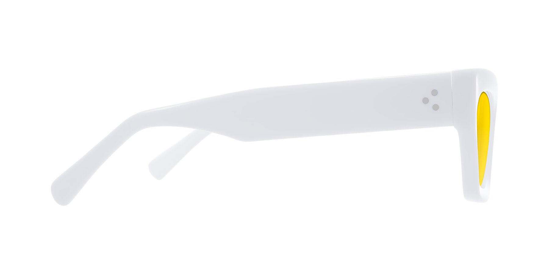 Side of Rex in White with Yellow Tinted Lenses