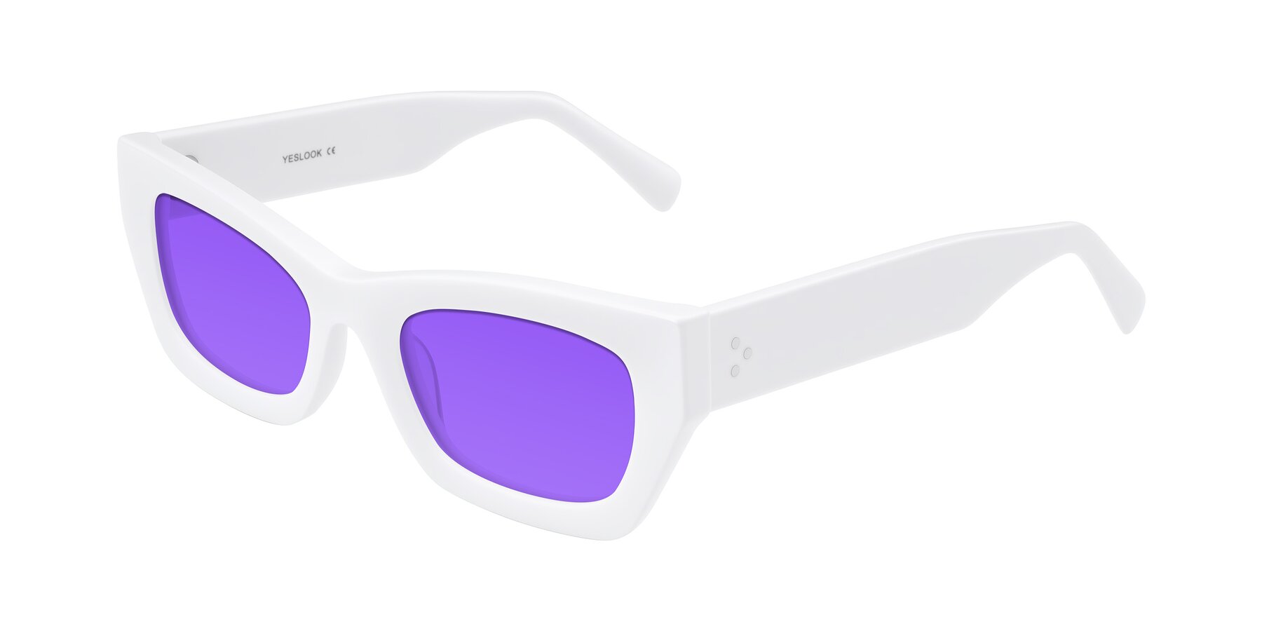 Angle of Rex in White with Purple Tinted Lenses