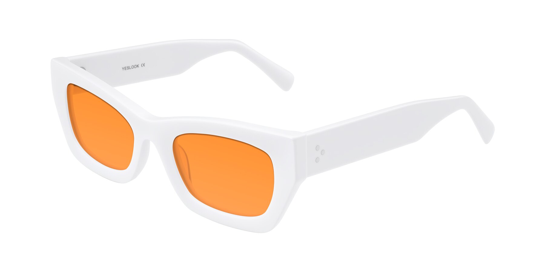 Angle of Rex in White with Orange Tinted Lenses