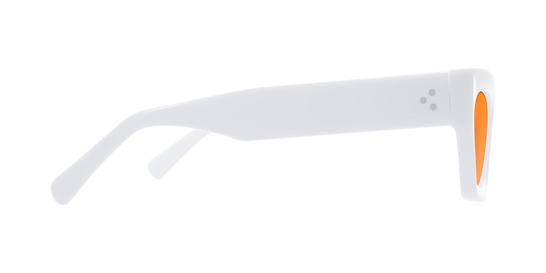 Side of Rex in White with Orange Tinted Lenses