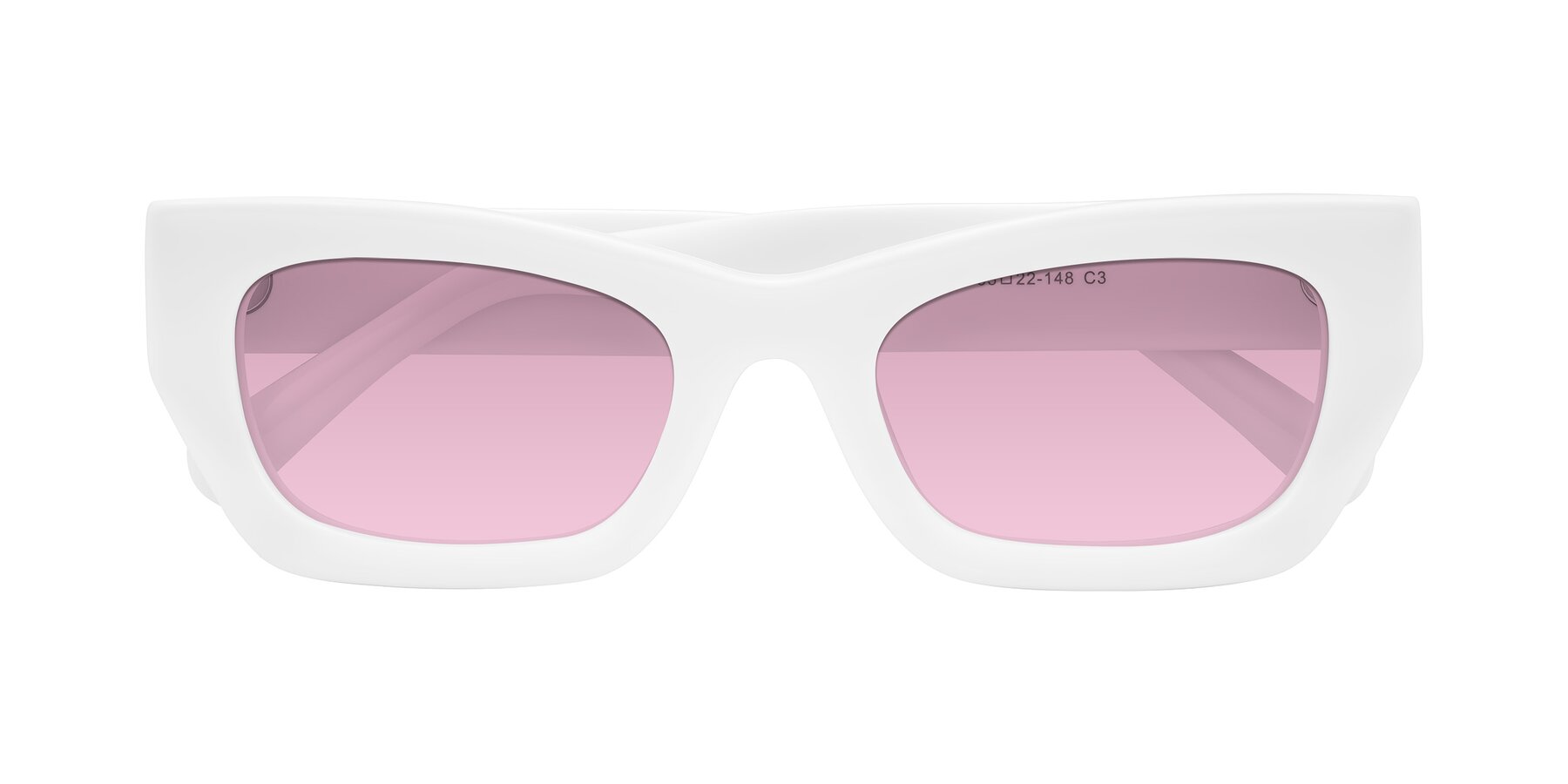 Folded Front of Rex in White with Light Wine Tinted Lenses