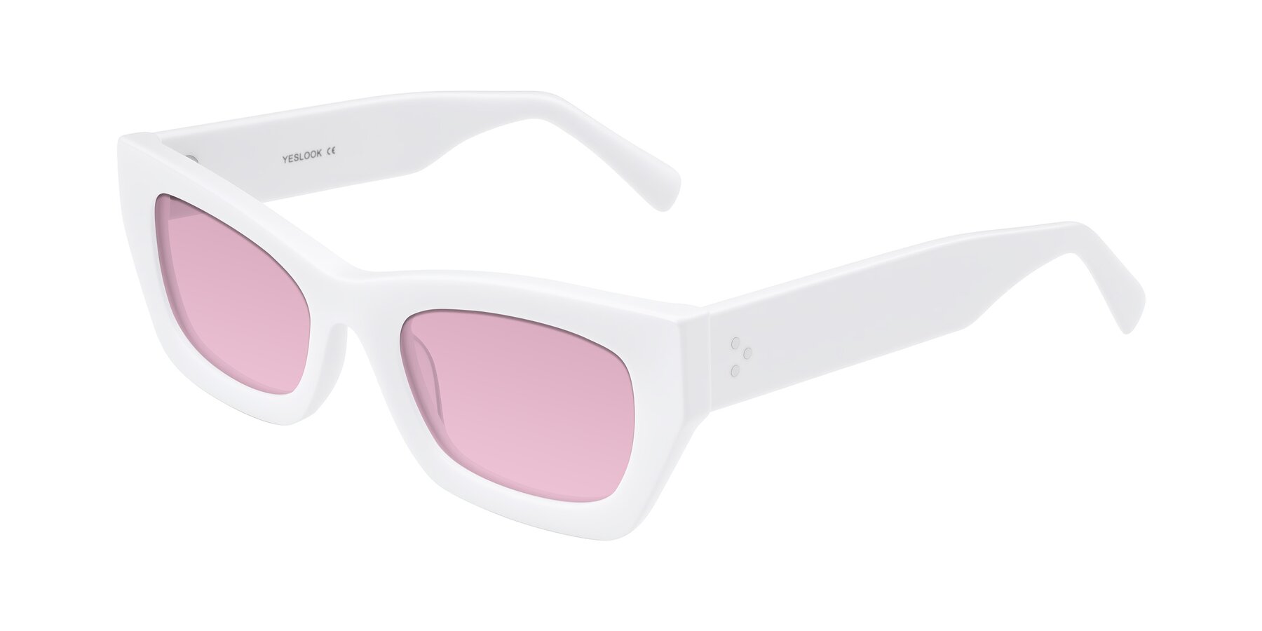 Angle of Rex in White with Light Wine Tinted Lenses