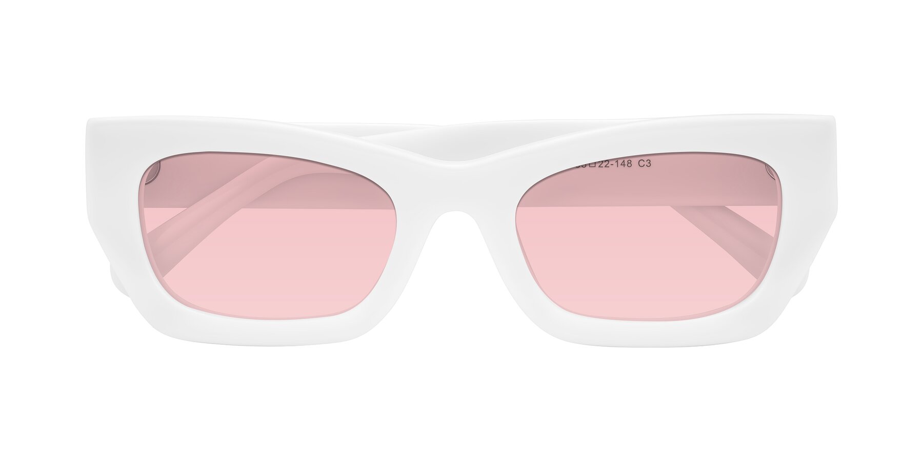 Folded Front of Rex in White with Light Garnet Tinted Lenses