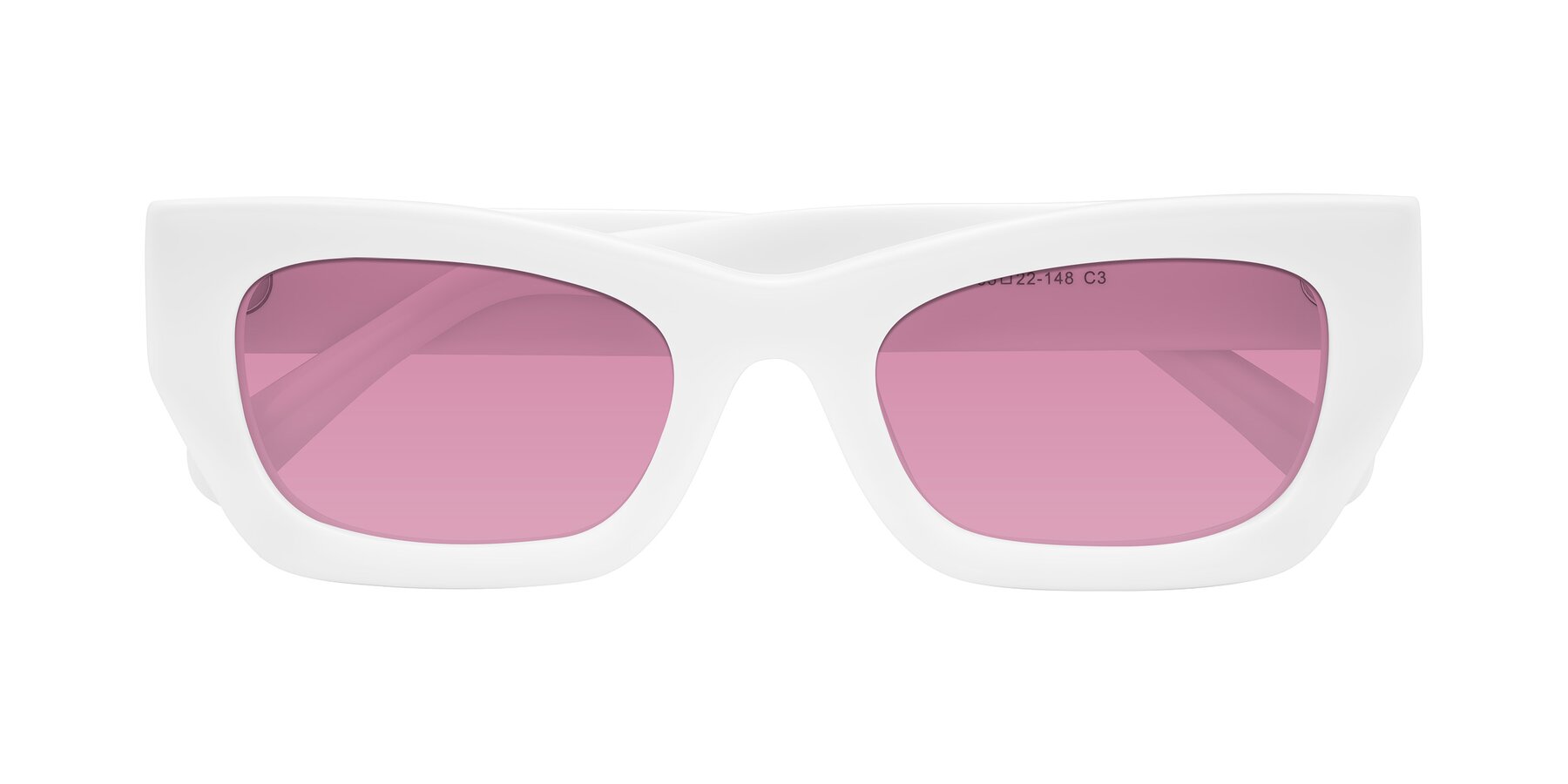 Folded Front of Rex in White with Medium Wine Tinted Lenses