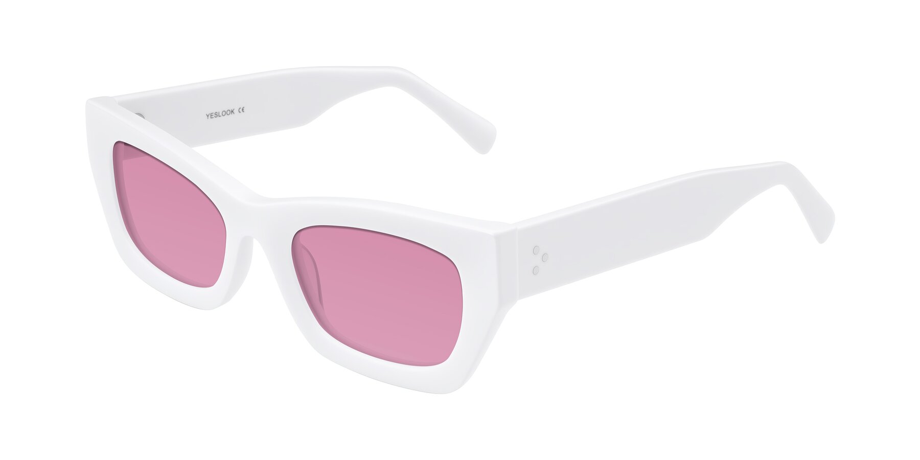 Angle of Rex in White with Medium Wine Tinted Lenses