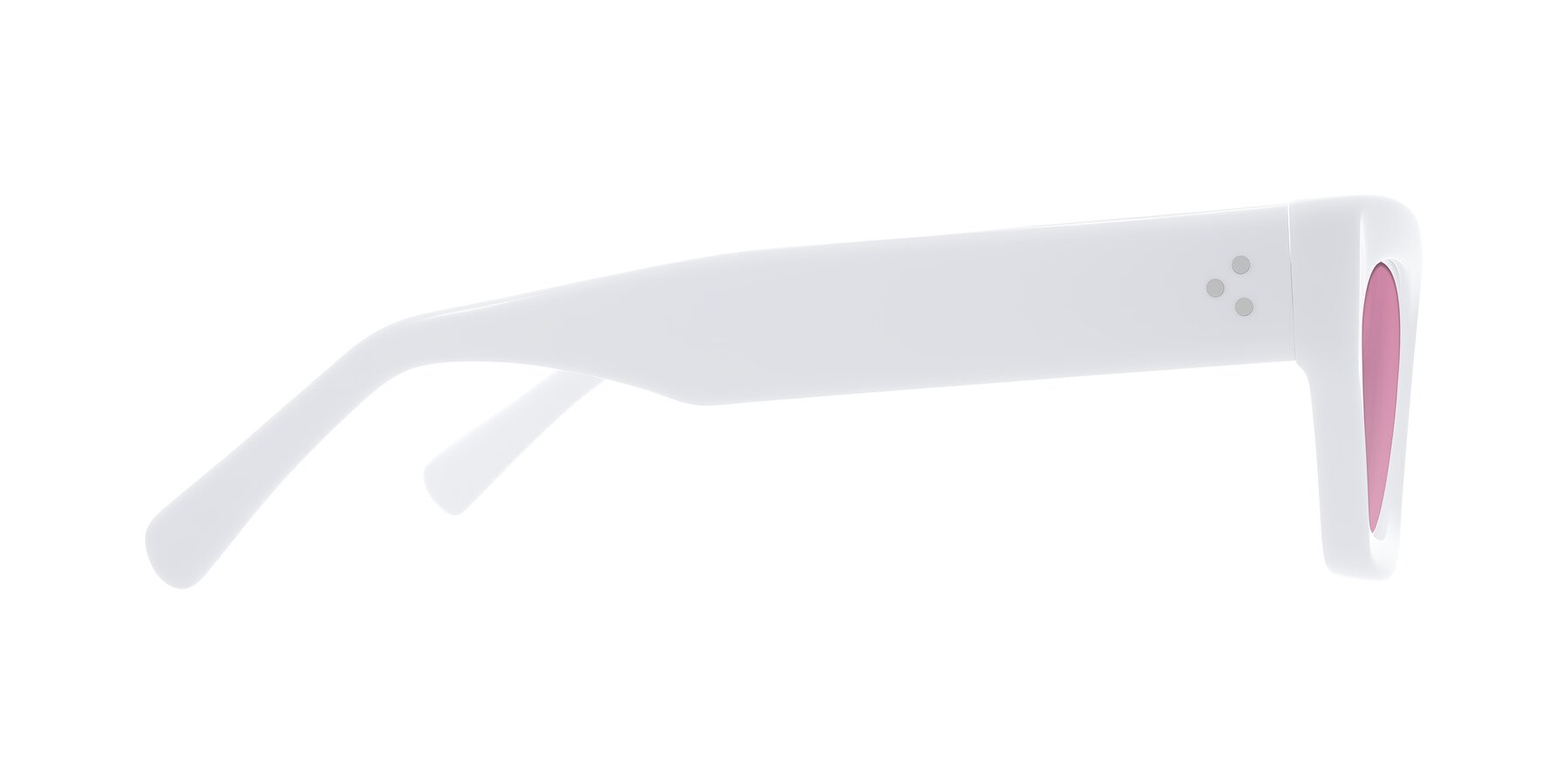 Side of Rex in White with Medium Wine Tinted Lenses