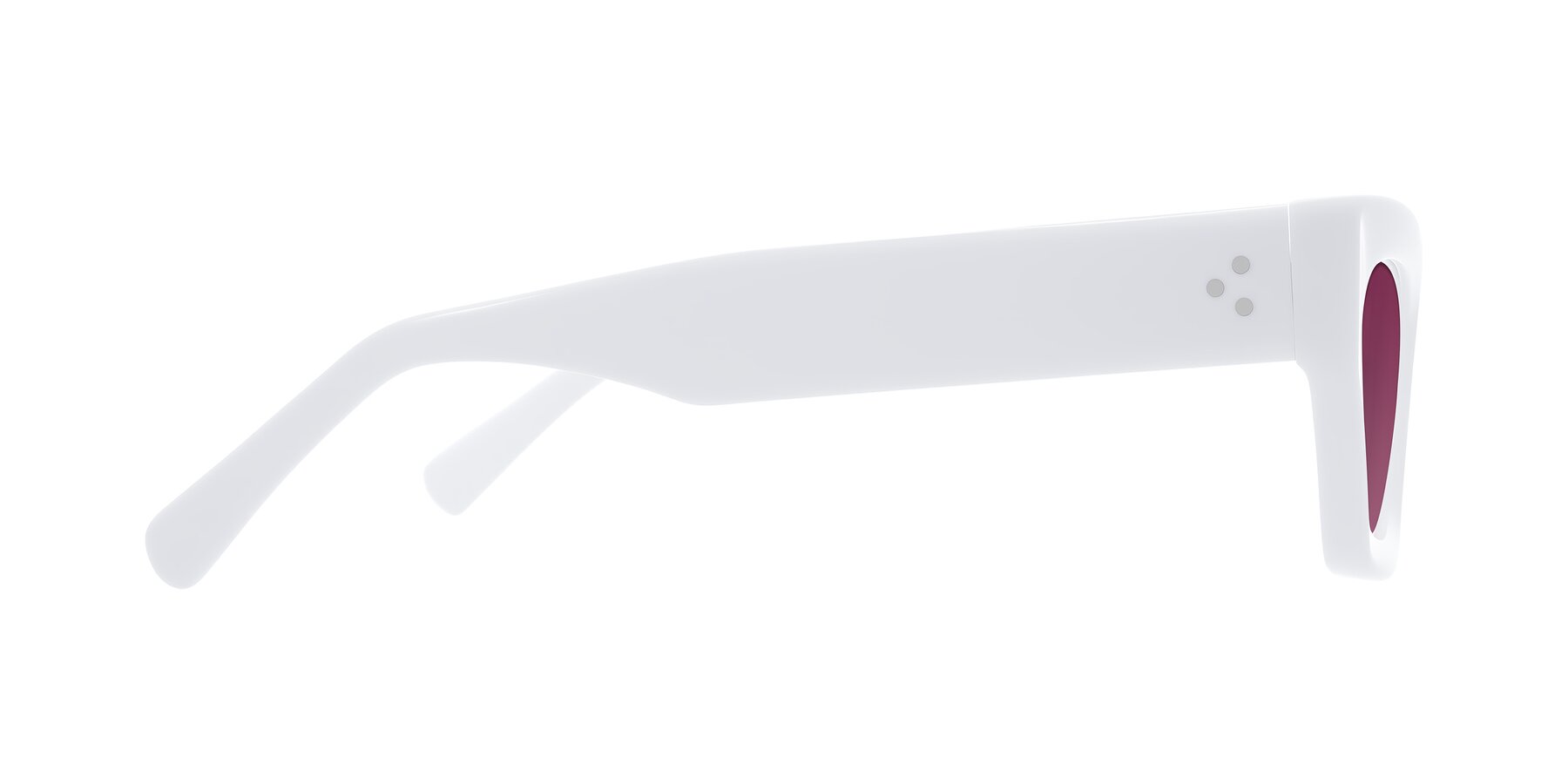 Side of Rex in White with Wine Tinted Lenses