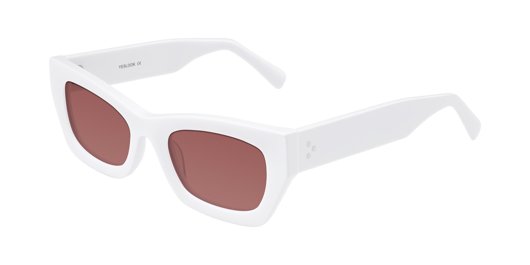 Angle of Rex in White with Garnet Tinted Lenses