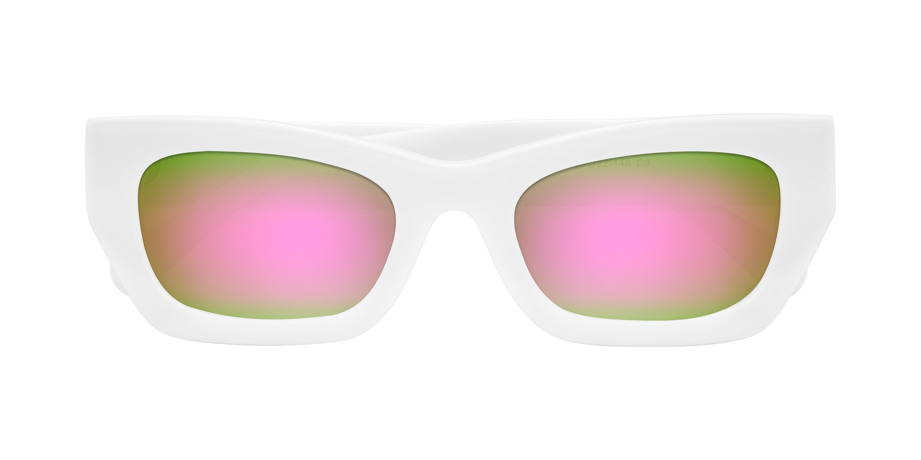 Folded Front of Rex in White with Pink Mirrored Lenses
