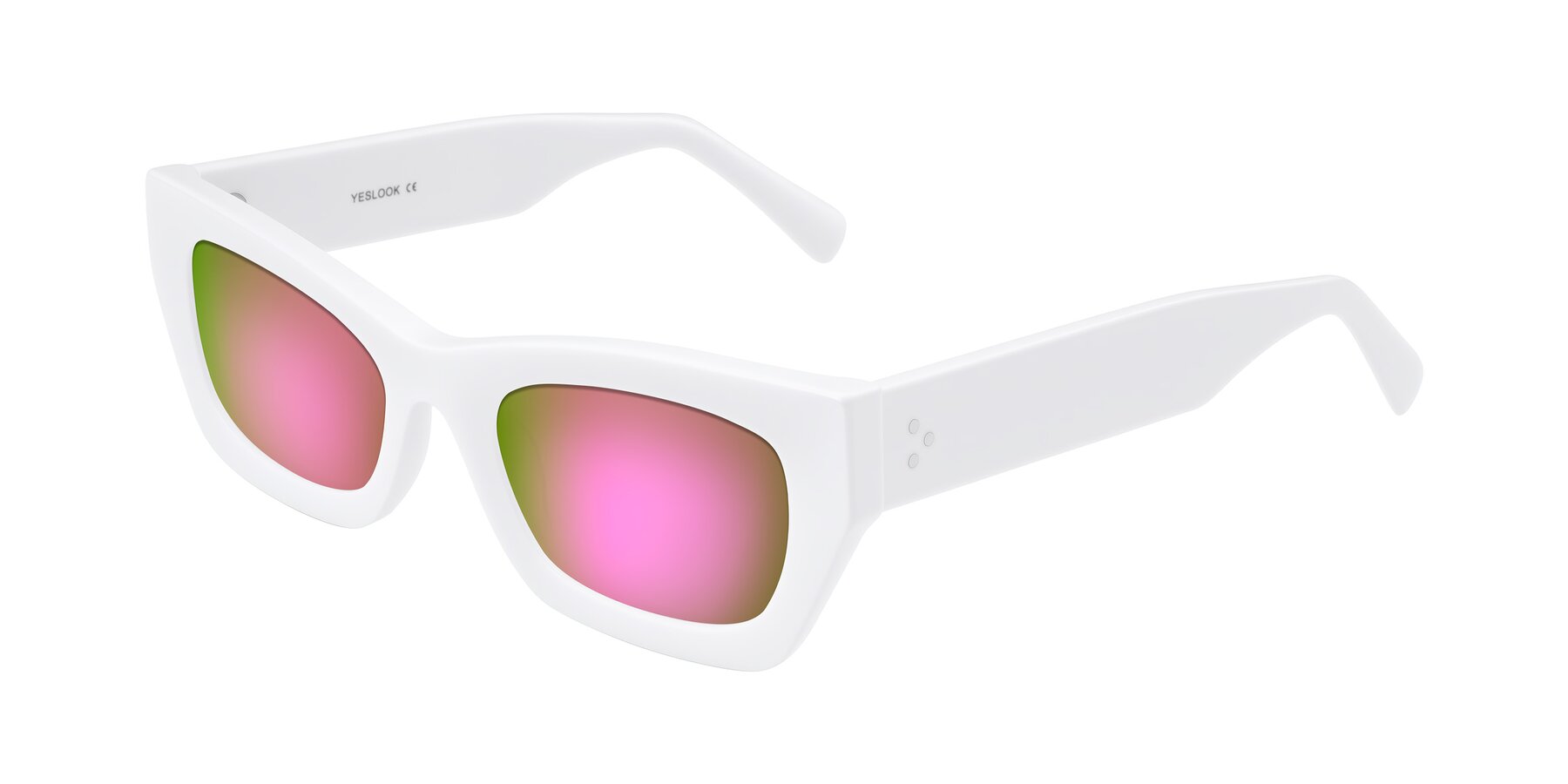 Angle of Rex in White with Pink Mirrored Lenses