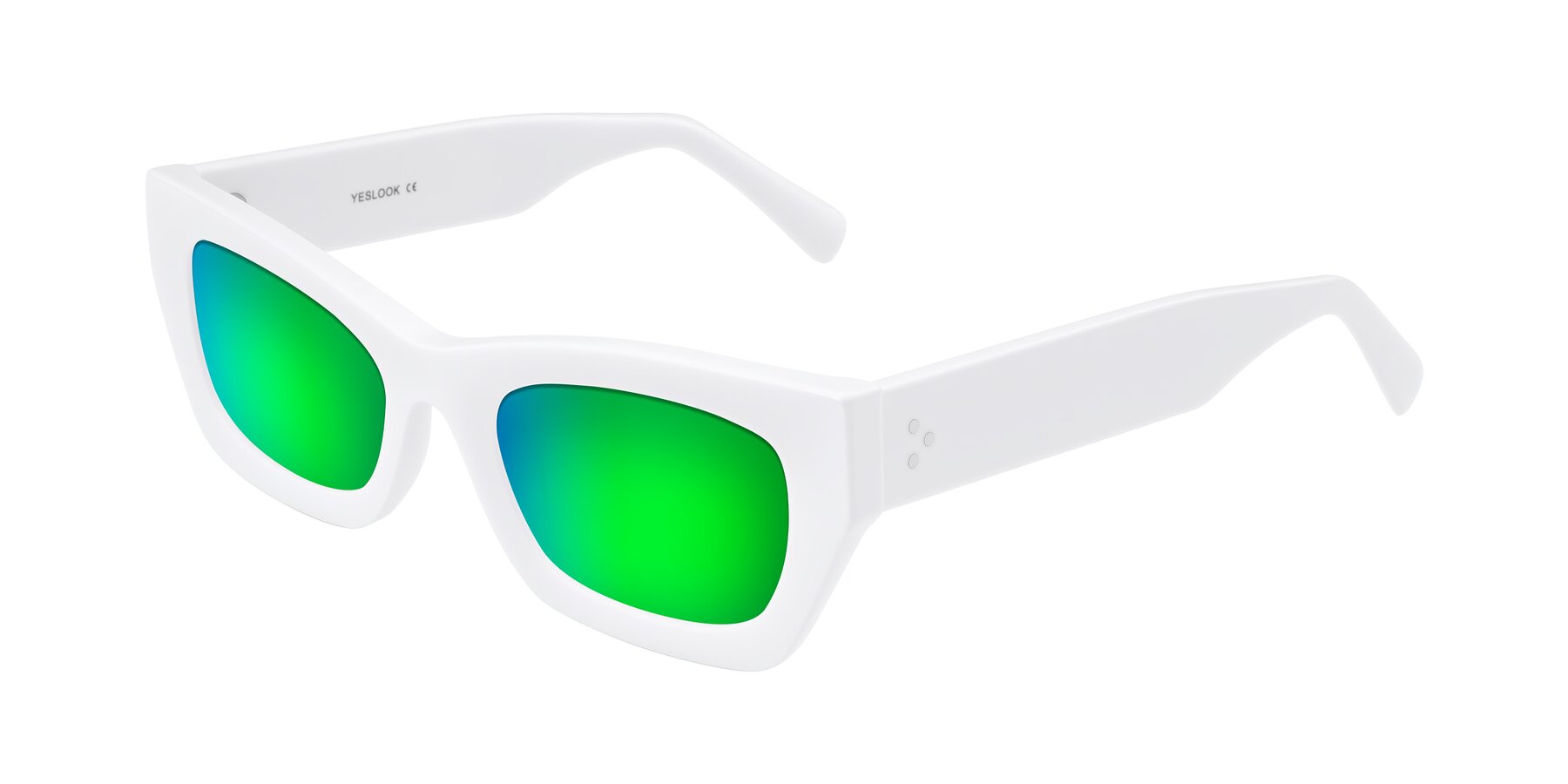 Angle of Rex in White with Green Mirrored Lenses