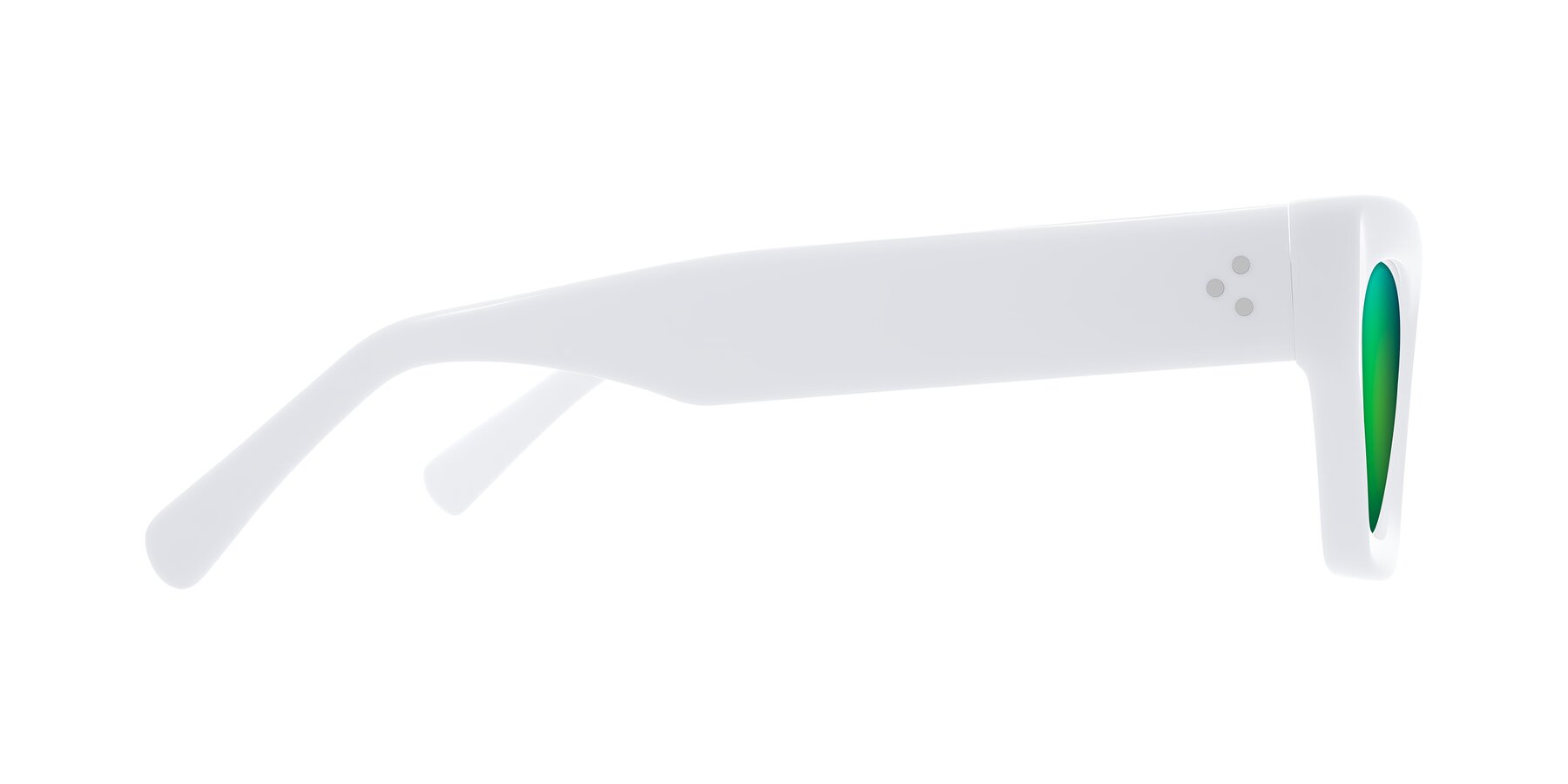 Side of Rex in White with Green Mirrored Lenses