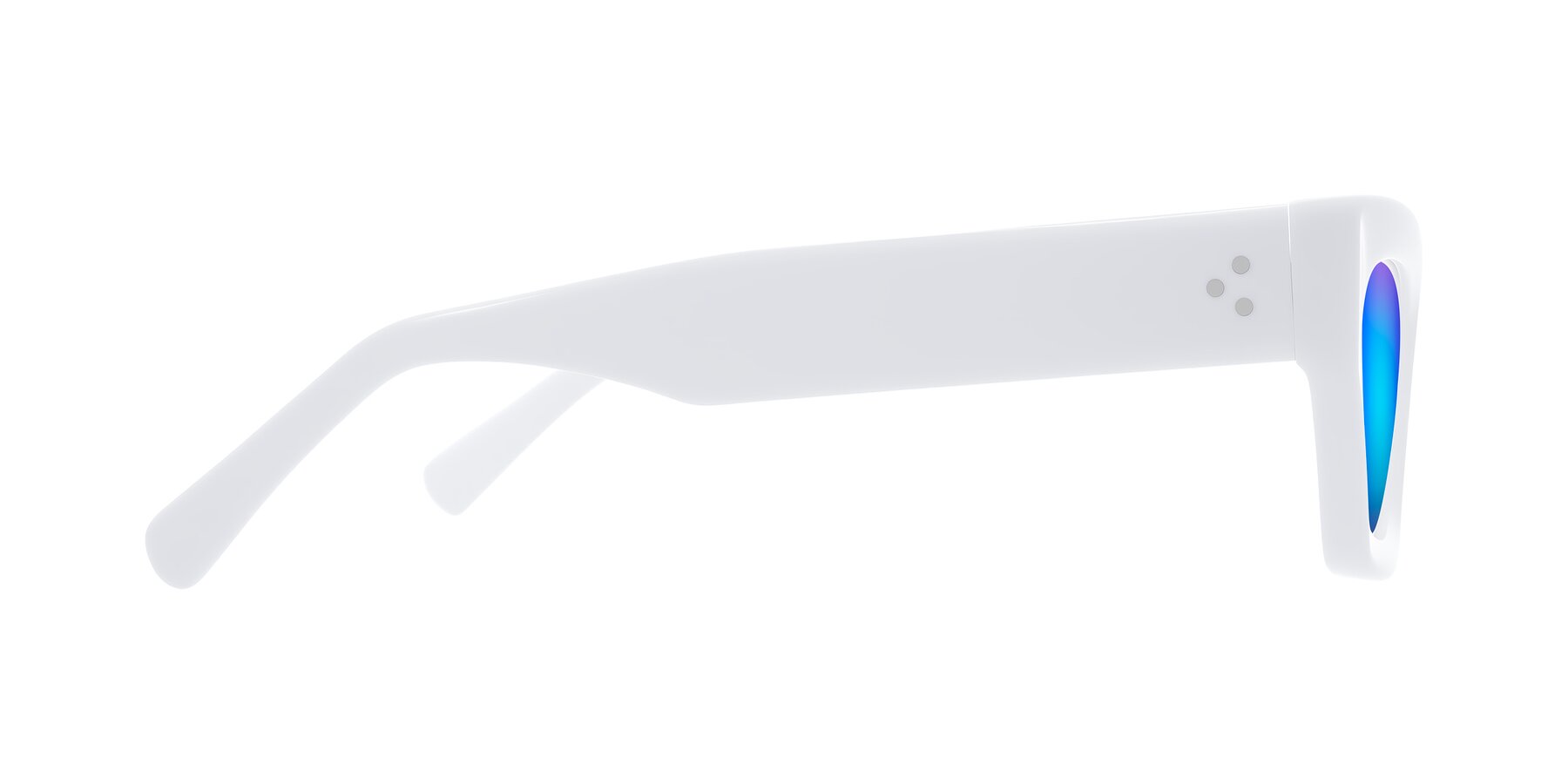 Side of Rex in White with Blue Mirrored Lenses