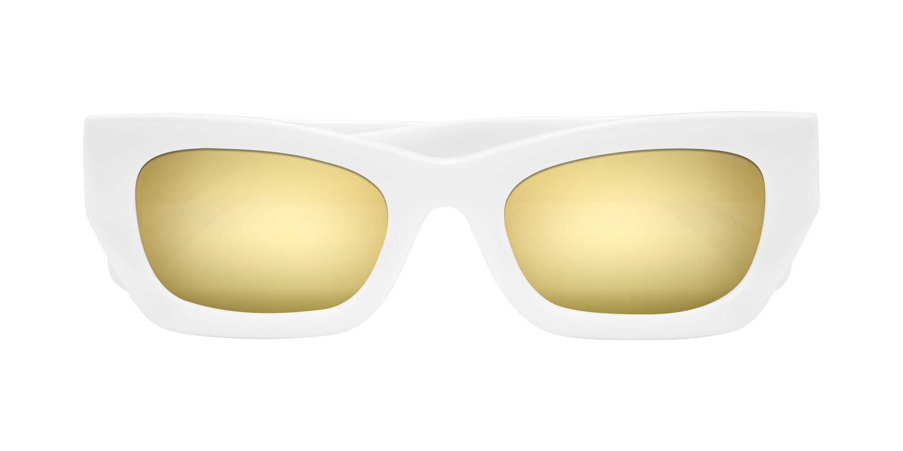 Folded Front of Rex in White with Gold Mirrored Lenses