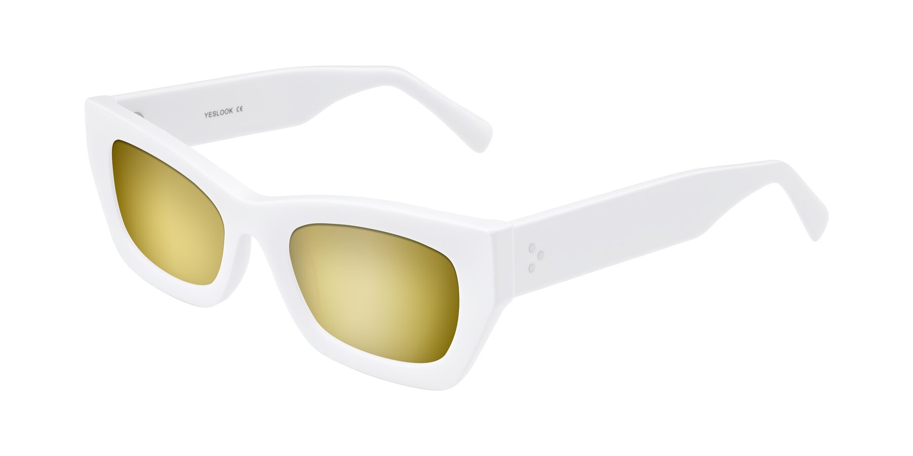Angle of Rex in White with Gold Mirrored Lenses