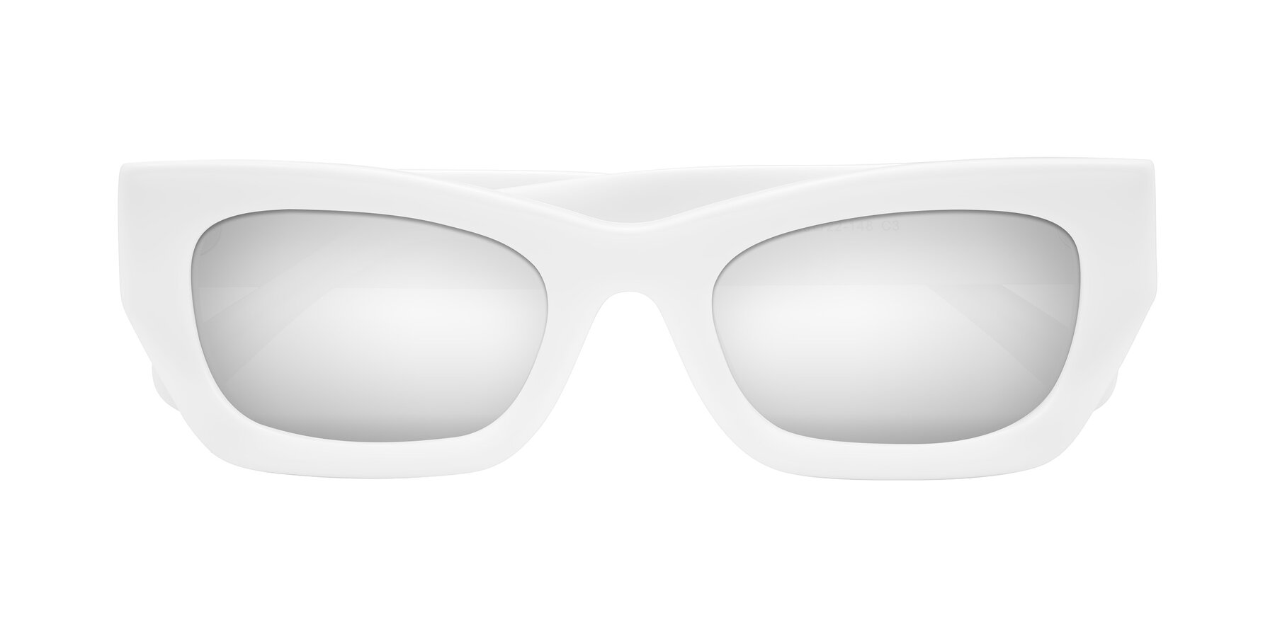 Folded Front of Rex in White with Silver Mirrored Lenses