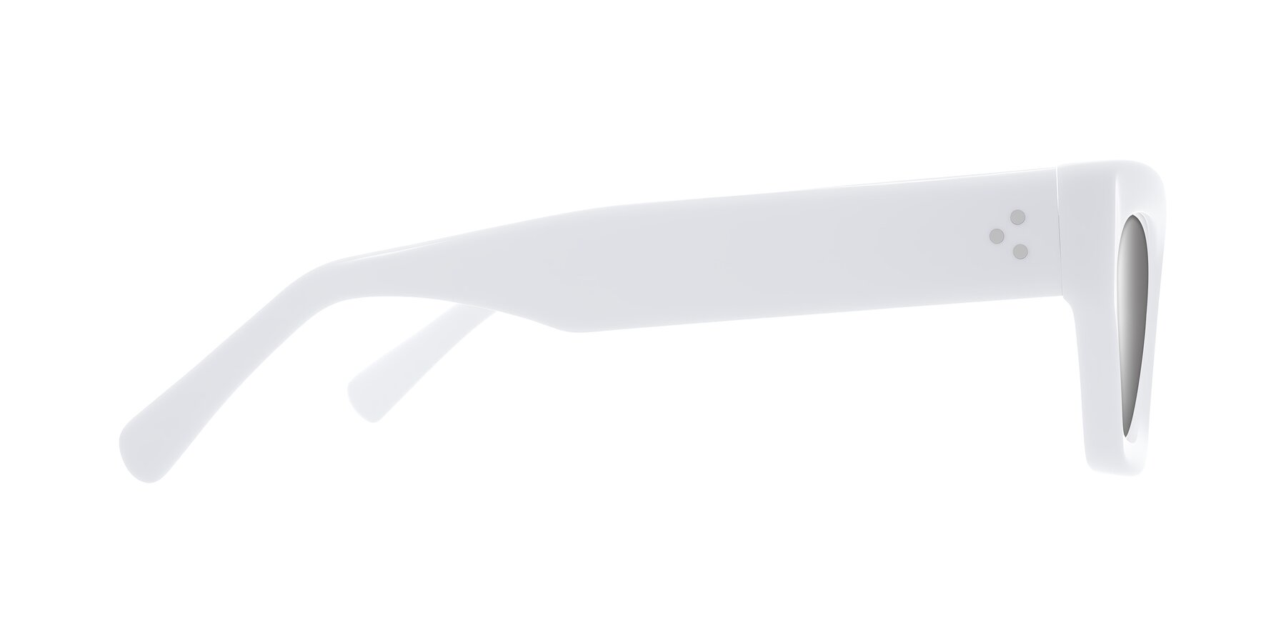Side of Rex in White with Silver Mirrored Lenses