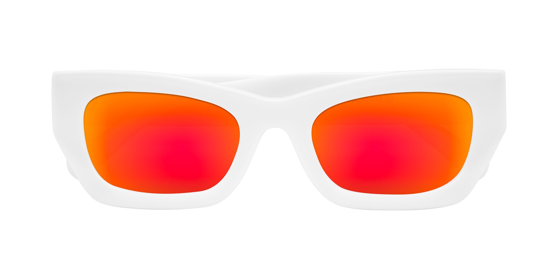 Folded Front of Rex in White with Red Gold Mirrored Lenses