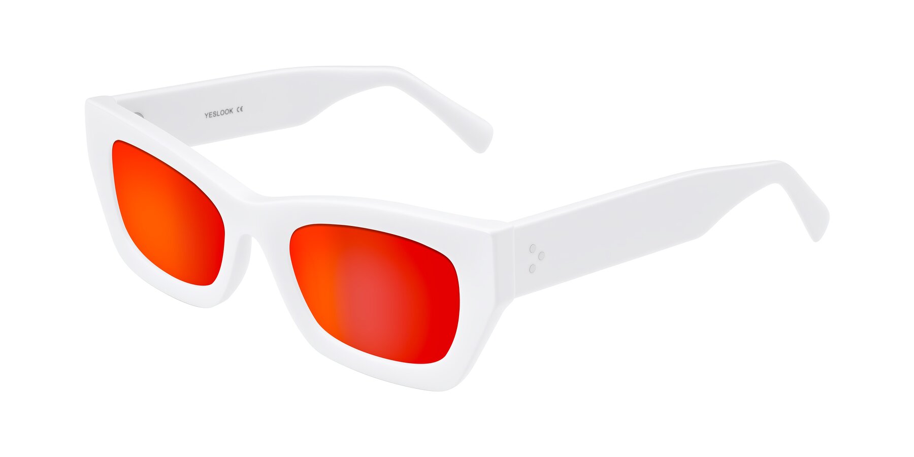 Angle of Rex in White with Red Gold Mirrored Lenses