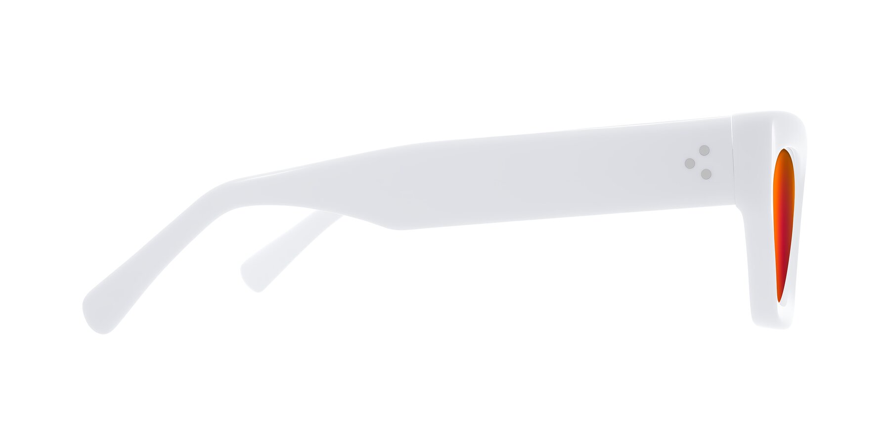 Side of Rex in White with Red Gold Mirrored Lenses