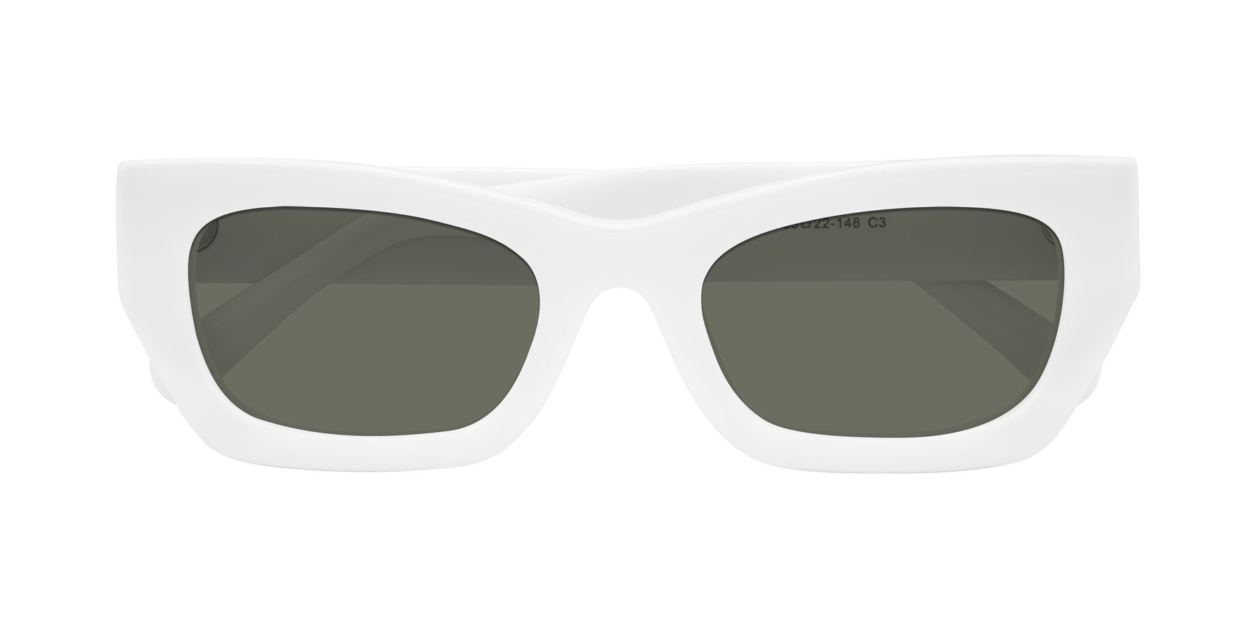 Folded Front of Rex in White with Gray Polarized Lenses