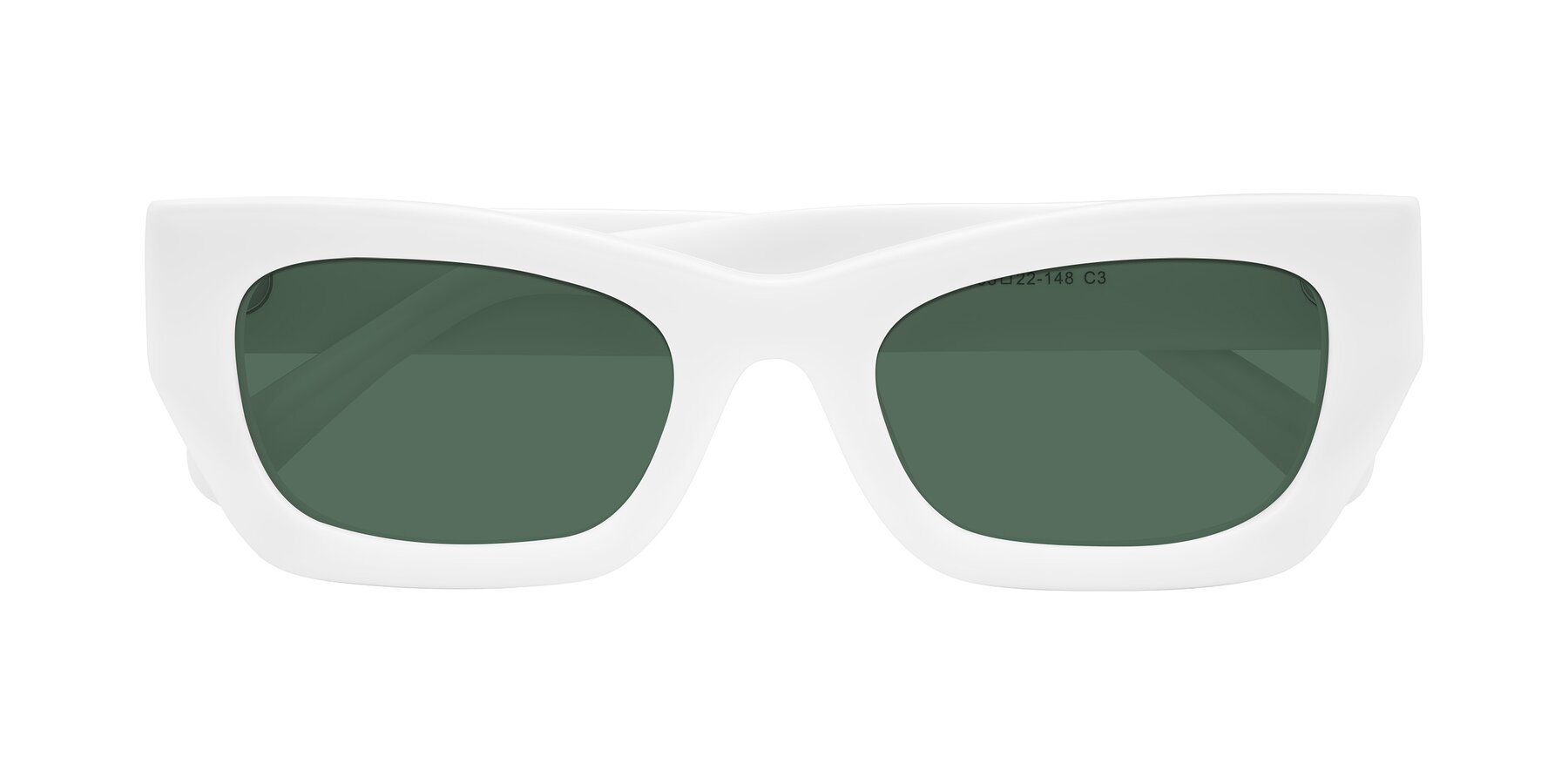 Folded Front of Rex in White with Green Polarized Lenses