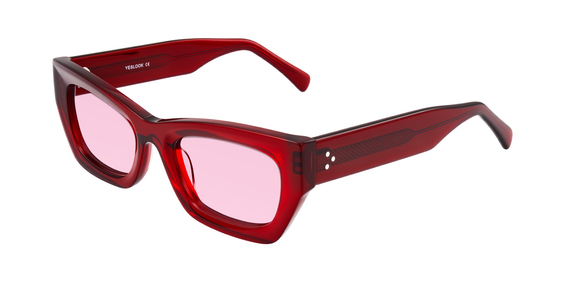 Angle of Rex in Wine with Light Pink Tinted Lenses