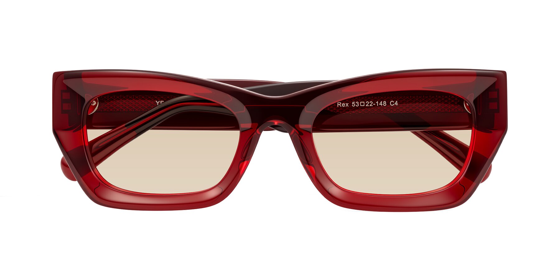 Folded Front of Rex in Wine with Light Brown Tinted Lenses