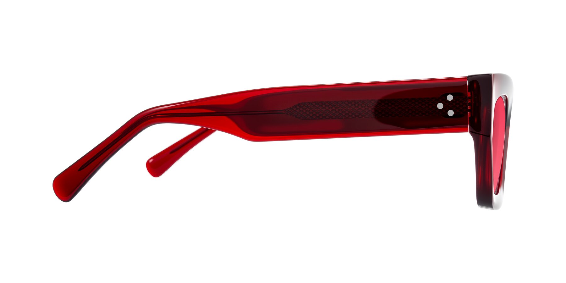 Side of Rex in Wine with Red Tinted Lenses